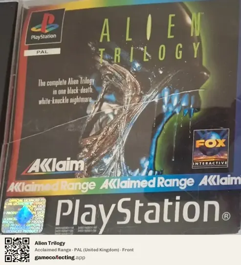 Alien Trilogy PlayStation, United Kingdom box front