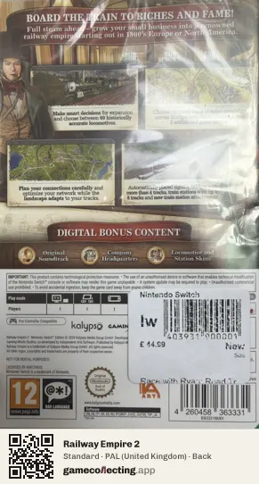 Railway Empire 2 Nintendo Switch, United Kingdom box back
