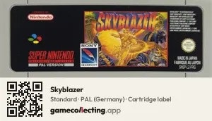 Skyblazer Super Nintendo Entertainment System, PAL cartridge label