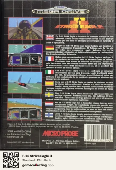 F-15 Strike Eagle II Sega Mega Drive / Genesis, PAL box back