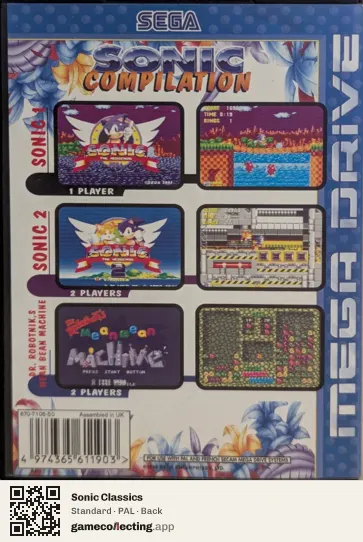 Sonic Classics Sega Mega Drive / Genesis, PAL box back