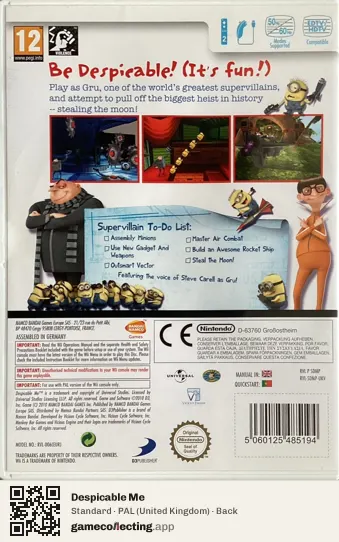 Despicable Me Nintendo Wii, United Kingdom box back