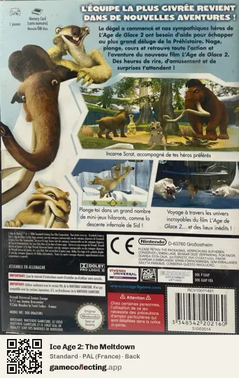 Ice Age 2: The Meltdown Nintendo GameCube, France box back
