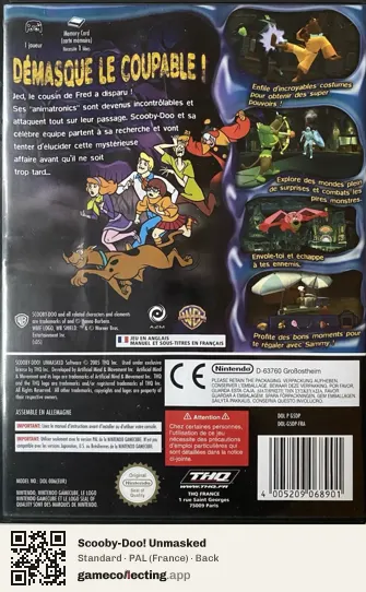 Scooby-Doo! Unmasked Nintendo GameCube, France box back
