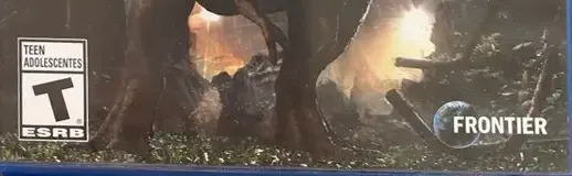 Jurassic World Evolution, the ESRB box on its front
