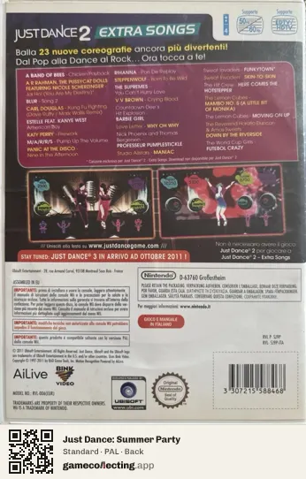 Just Dance: Summer Party Nintendo Wii, PAL box back