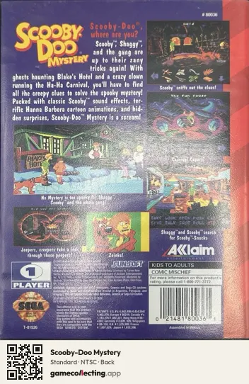Scooby-Doo Mystery Sega Mega Drive / Genesis, NTSC box back
