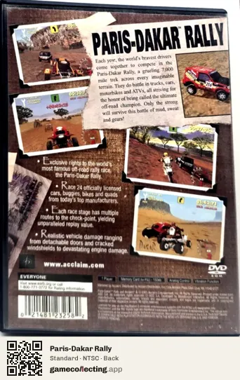 Paris-Dakar Rally PlayStation 2, NTSC box back