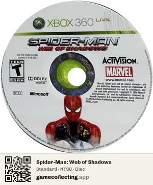 Spider-Man: Web of Shadows Xbox 360, NTSC disc