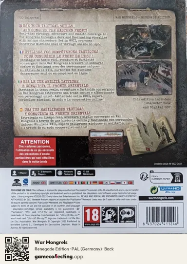 War Mongrels PlayStation 5, Germany box back