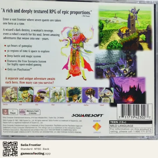 SaGa Frontier PlayStation, NTSC box back