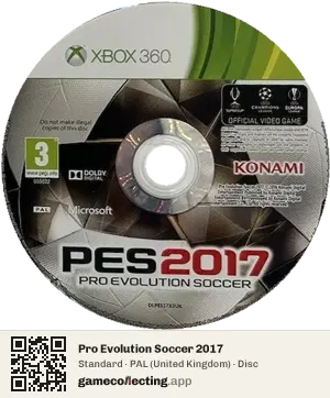 Pro Evolution Soccer 2017 Xbox 360, PAL disc