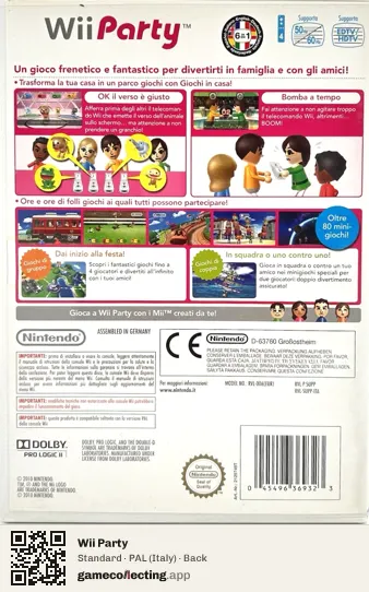 Wii Party Nintendo Wii, Italy box back