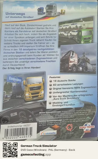 German Truck Simulator Computer, Germany box back