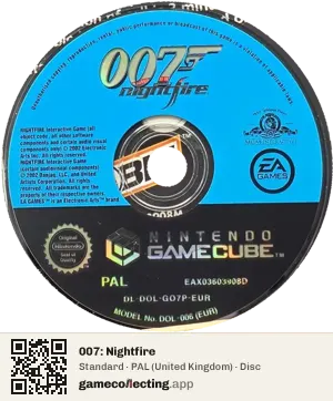 007: Nightfire Nintendo GameCube, PAL disc
