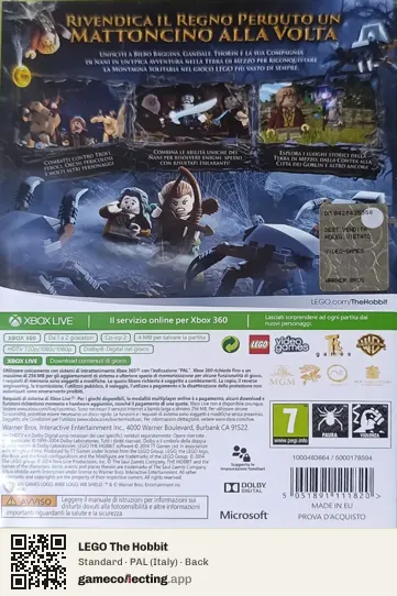 LEGO The Hobbit Xbox 360, Italy box back