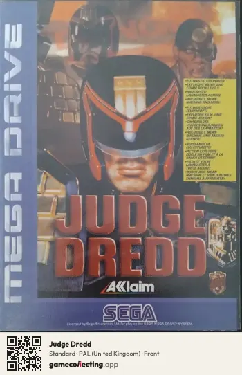 Judge Dredd Sega Mega Drive / Genesis, United Kingdom box front