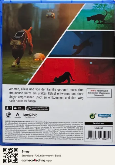 Stray PlayStation 5, Germany box back
