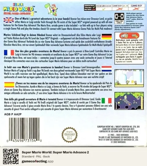 Super Mario World: Super Mario Advance 2 Game Boy Advance, PAL box back