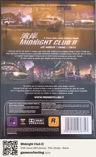 Midnight Club II Computer, Italy box back