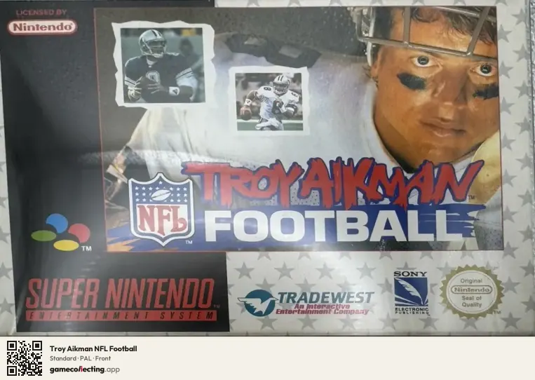 Troy Aikman NFL Football Super Nintendo Entertainment System, PAL box front