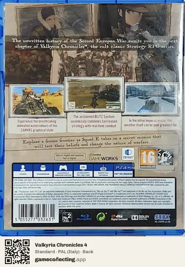 Valkyria Chronicles 4 PlayStation 4, Italy box back