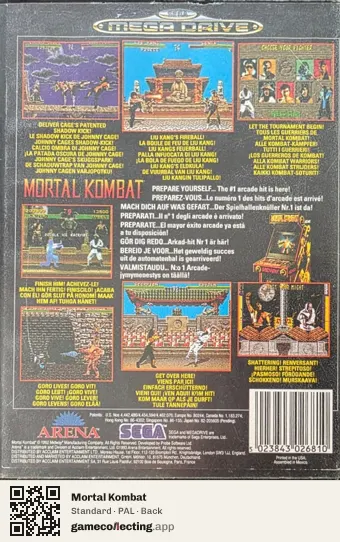 Mortal Kombat Sega Mega Drive / Genesis, PAL box back