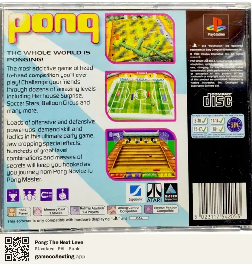 Pong: The Next Level PlayStation, PAL box back