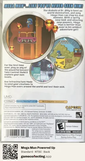 Mega Man Powered Up PlayStation Portable, NTSC box back