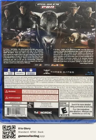 8 to Glory PlayStation 4, NTSC box back