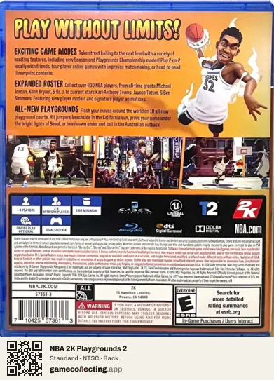 NBA 2K Playgrounds 2 PlayStation 4, NTSC box back