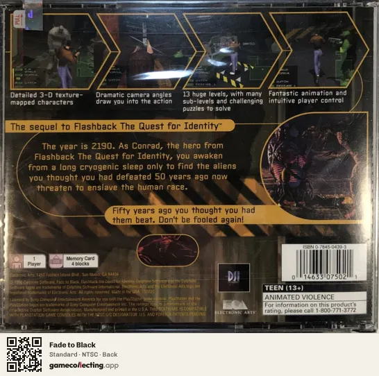Fade to Black PlayStation, NTSC box back