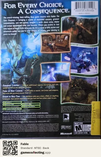 Fable Xbox, NTSC box back