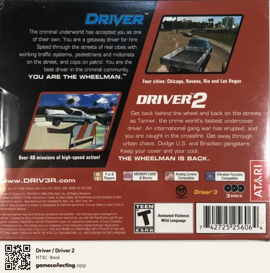 Driver / Driver 2 PlayStation, NTSC box back