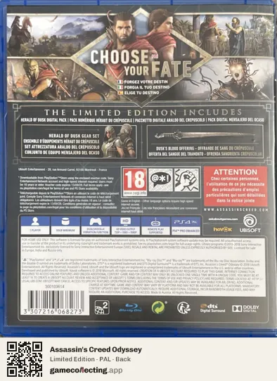 Assassin's Creed Odyssey PlayStation 4, PAL box back