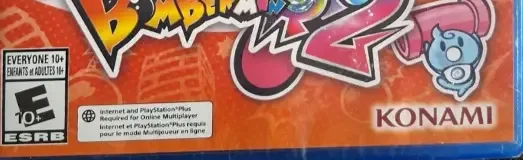 Super Bomberman R 2, the ESRB box on its front