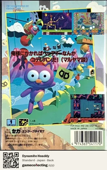 Dynamite Headdy Sega Mega Drive / Genesis, Japan box back