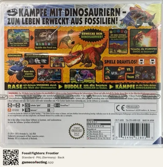 Fossil Fighters: Frontier Nintendo 3DS, Germany box back