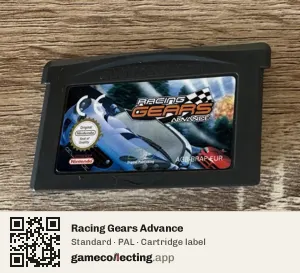 Racing Gears Advance Game Boy Advance, PAL cartridge label