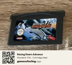 Racing Gears Advance Game Boy Advance, PAL cartridge label