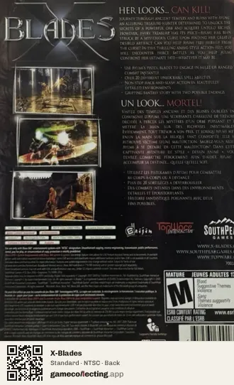 X-Blades Xbox 360, NTSC box back
