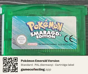 Pokémon Emerald Version Game Boy Advance, PAL cartridge label