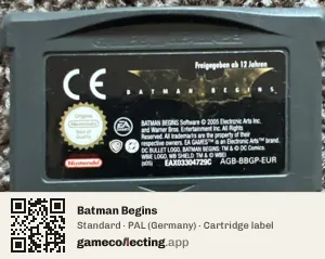 Batman Begins Game Boy Advance, PAL cartridge label
