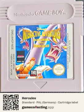Hercules Game Boy, PAL cartridge label