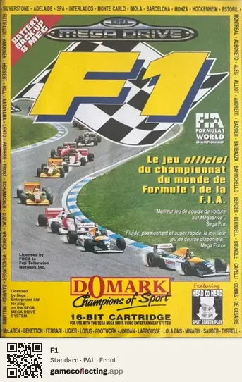 F1 Sega Mega Drive / Genesis, PAL box front