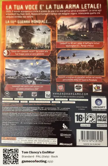 Tom Clancy's EndWar Xbox 360, Italy box back