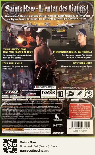 Saints Row Xbox 360, France box back
