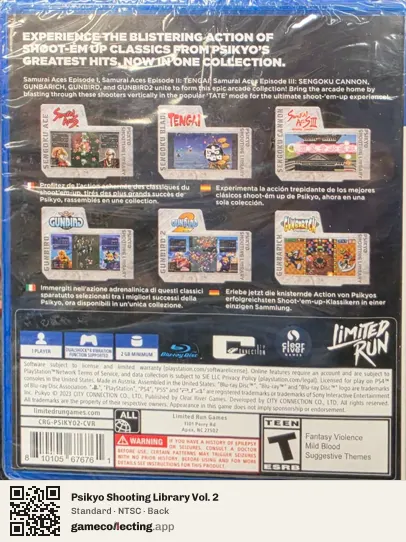 Psikyo Shooting Library Vol. 2 PlayStation 4, NTSC box back