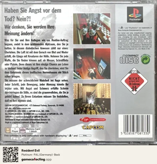 Resident Evil PlayStation, Germany box back