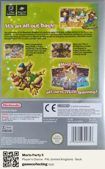 Mario Party 5 Nintendo GameCube, United Kingdom box back